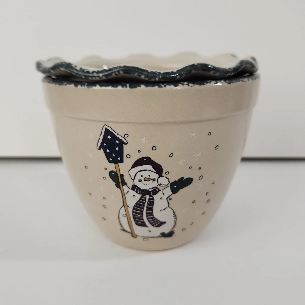 Vintage Home &‎ Garden Party Ltd Made in USA Snowmen Christmas Serving Dip Bowl